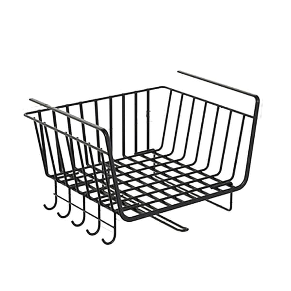 [LCS] Under-shelf Wire Basket Iron Black Multifunctional Space-saving Hanging Basket Organizer Under Cabinet