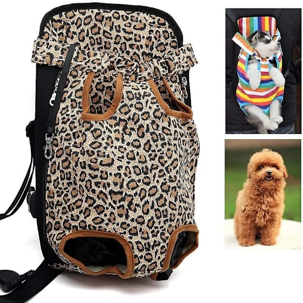 Handsfree Justerbar Ryggsäck Resväska För Husdjur Raser Utomhus Leopard