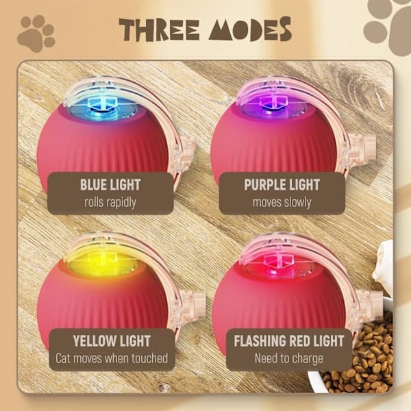 [LCS]stk. 360° Smart Automatic Rolling Pet Ball, Rechargeable Irregular Movement for Cats & Dogs, Red