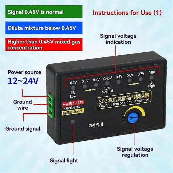 [LCS] Mini Auto O2-sensorsignalsimulator 4-trådig syresensor för fordon Black