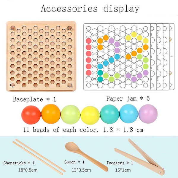 DIY Klype Perle Treningsbrett Spill Tre Montessori Fargesortering Stablet Leker As picture A