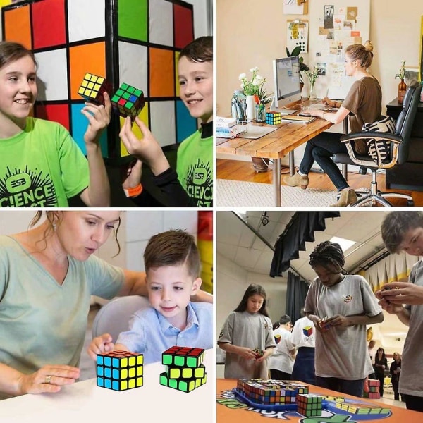 2-pakning Speed Cube-sett, 3x3 Speed Puzzle Cube-leke for barn og voksne, jevn vri, originale farger