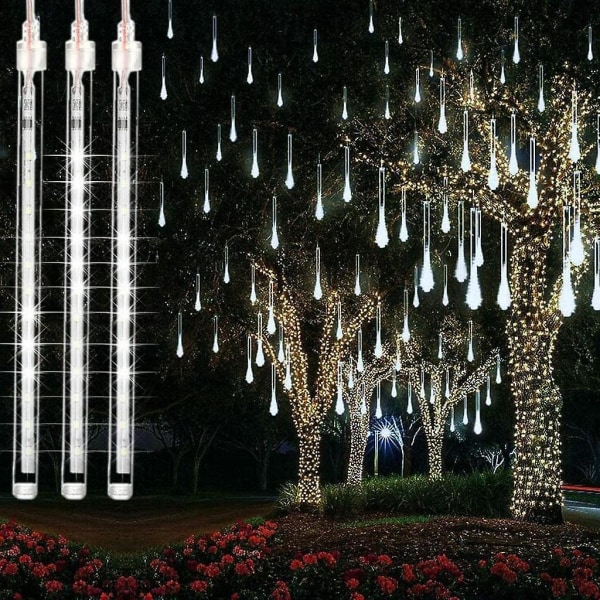 Oppgradert Meteorregn Lys Bryllup Juledekorasjon (hvit)