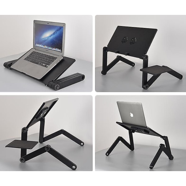 Bärbar skrivbord Bärbar hopfällbar datorstativ för surfplatta med kylfläkt Black