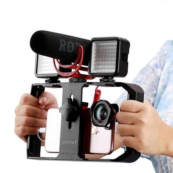 Ulanzi U Rig Pro Handtag Rig Trippel Blixtskofästen Videostabilisator Vloggrepp För Iphone Mobil Filmskapare För Mikrofon