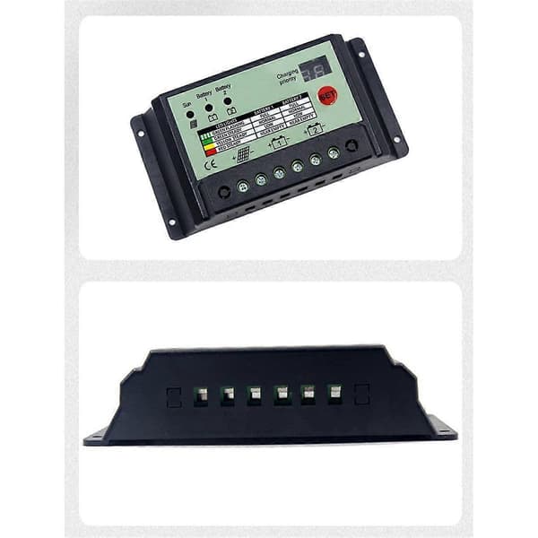 Dobbelt batteri solcelleopladningsregulator PWM 12V 24V systembatterier strømpanelregulatoroplader (20A) As Shown