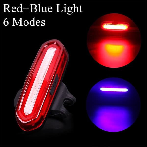 [LCS] Sykkelbaklys Vanntett Sykkelbaklys LED USB Oppladbart Red and Blue Light