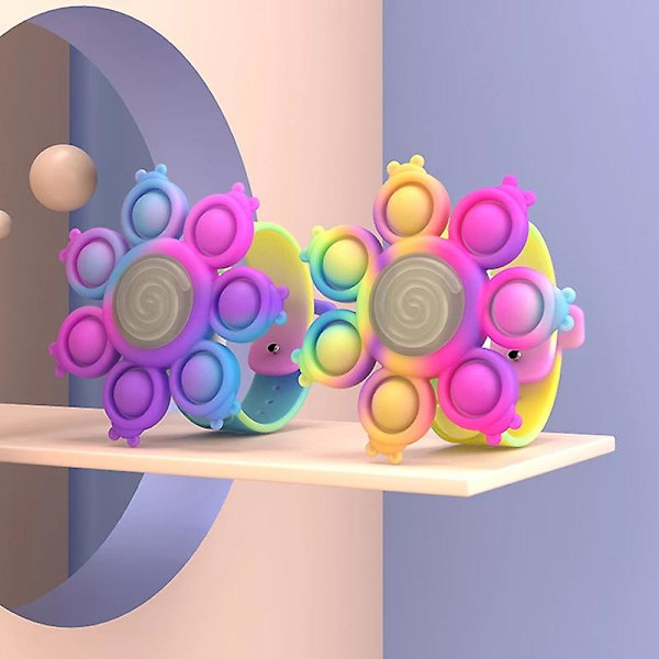 Blæksprutte Spinnende Popping Fidget Spinner Legetøj Anti Stress Armbånd Lys Børn Purple and yellow color