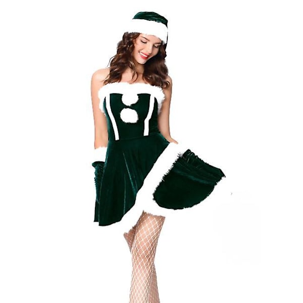 Miss Santa kostume til kvinder, sexet juleudklædning green M