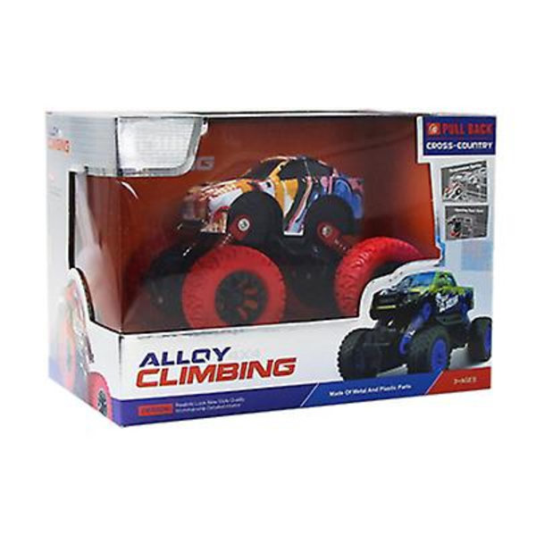 Tröghetsdriven pullback tvåhjulsdriven anti-fall terrängbil leksak i legering blue