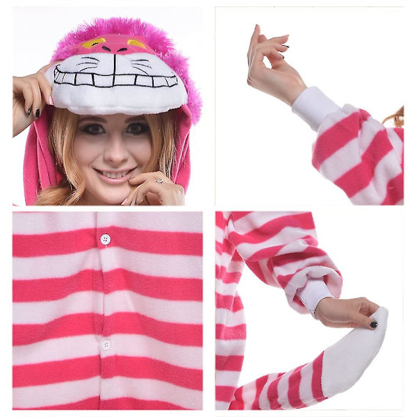 Reedca Totoro Aikuisten Onesie Halloween Cosplay Asut Anime Pyjamat Yhteensopiva Naisten Ja Tyttöjen Kanssa, napitus Cheshire cat M