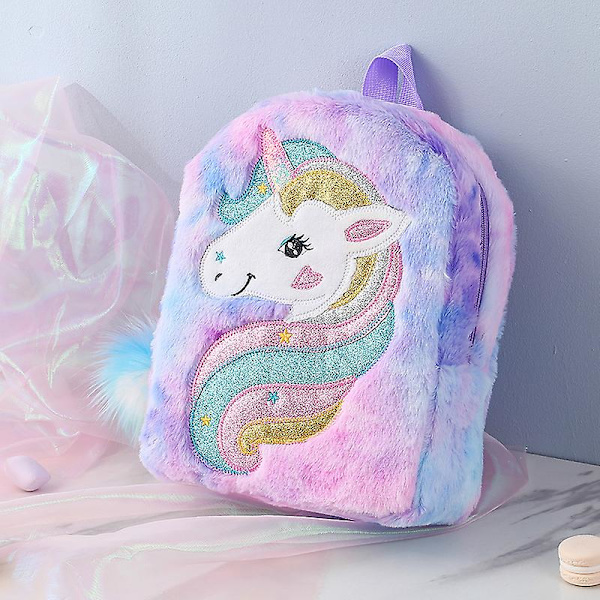 Barn Plysch Enhörning Tecknad Ryggsäck Småbarn Söt Skolväska Mini Resväska Flicka Pojke Pink