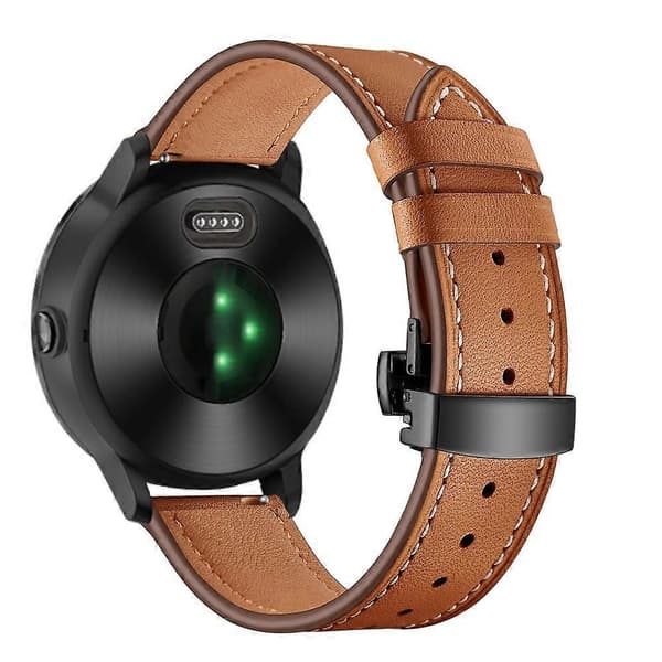 20 mm Top-lagdelt okselæder ægte læder urrem erstatning til Garmin Vivoactive 3 Vivom Multicolor Black+Brown
