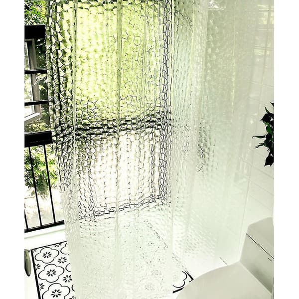 [LCS]Vattentäta 3D Water Cube Klara Badrumsduschdraperier, kraftig julklapp Transparent white 180*200cm