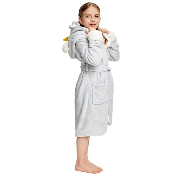 Reedca Piger Enhjørning Morgenkåbe Blød Hætte Badekåbe Nattøj Loungewear Gaver Til Piger Småbørn Børn Sherpa Grå Enhjørning 3-4 Years