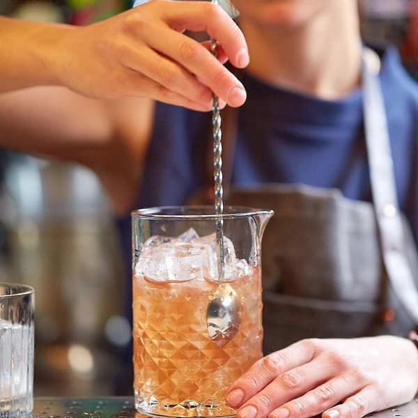 Barskje, cocktailblandeskje i rustfritt stål med visp, bartender barskje