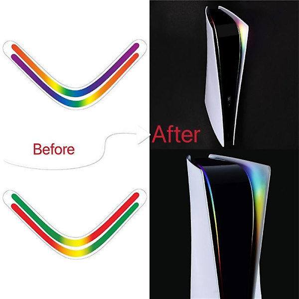 1 stk. selvklebende LED-lysende klistremerke for Sony PS5-konsollens lysstripe, dekaler for PlayStation 5, spilltilbehør Red yellow