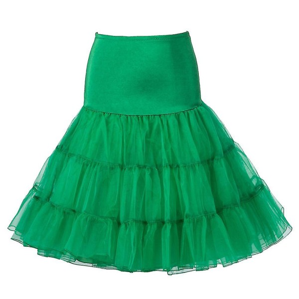 26-tommers Retro Underskjørt/50-talls Swing Retro Underskjørt/Rock Kort Skjørt/Fint Nettskjørt Green L-XXL 16-22