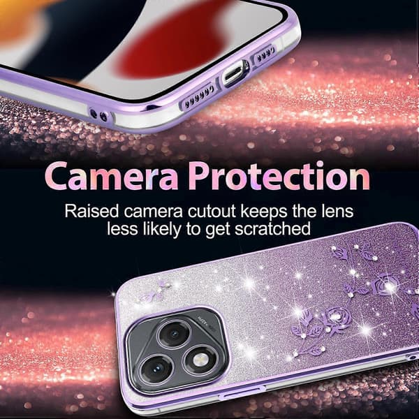 [LCS]KADEM For Honor 400 Lite 5G Fodral Blomma TPU Flexibelt Gradient Mobilskal Lila