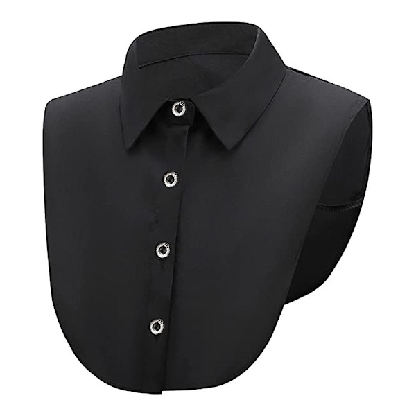 Lös krage för damer, avtagbar krage, blus, halva skjortor, falsk C Black Round tip cotton