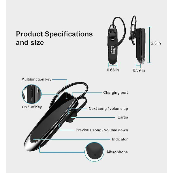 Bluetooth Hörsnäcka V5.0 Trådlöst Handsfree Headset Med Mikrofon För Iphone Android Laptop (Gyllene)