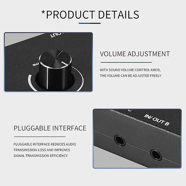 4-porttinen audiovaihtaja, 3,5 mm:n audiovaihtaja, stereo aux -audiovalitsin, 4 sisääntuloa 1 ulostulo/1 sisääntulo 4 ulostuloa