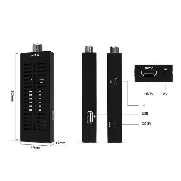 U2C T2 105 DVB-T DVB-T2 1080P HD TV-mottagare Stick Set Top Box