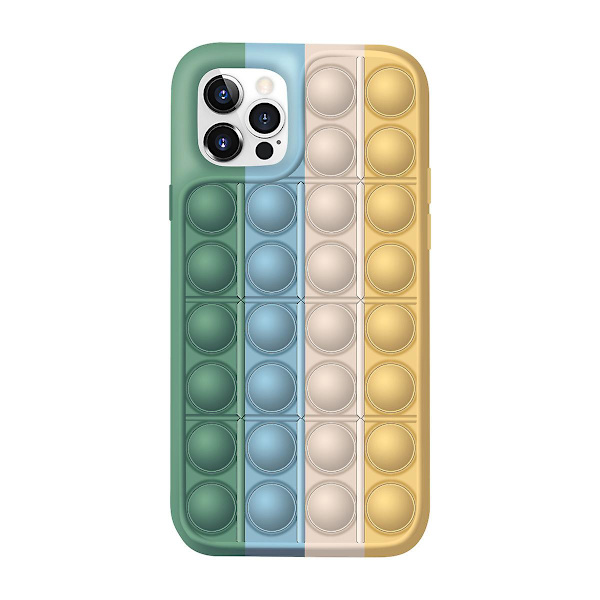 Push Pop It Fidget Leksak Bubbla Telefonskal För Iphone 12 6.1 Tum Green-Gold