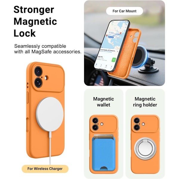 [LCS] Shockproof MagSafe Compatible Case for iPhone 17 Pro - Soft Silicone iPhone 17 Pro iPhone 17 Pro Orange