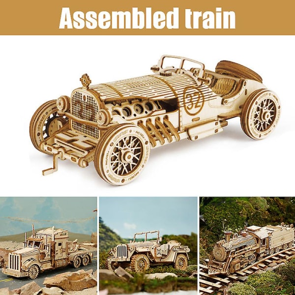 3d trä pussel tåg modell DIY trä tåg leksak mekanisk tåg modell kit