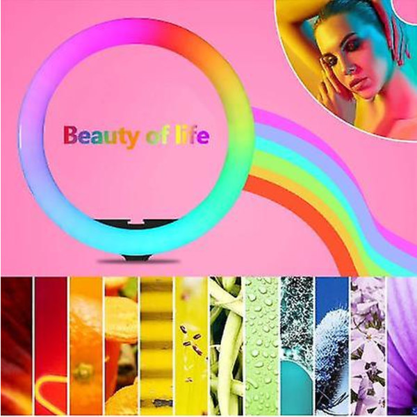10-13 tommer RGB Ring Light Tripod LED Ring Light Selfie Ring Light med Beslag RGB 26 Farve Video Light til Youtube Tik Tok