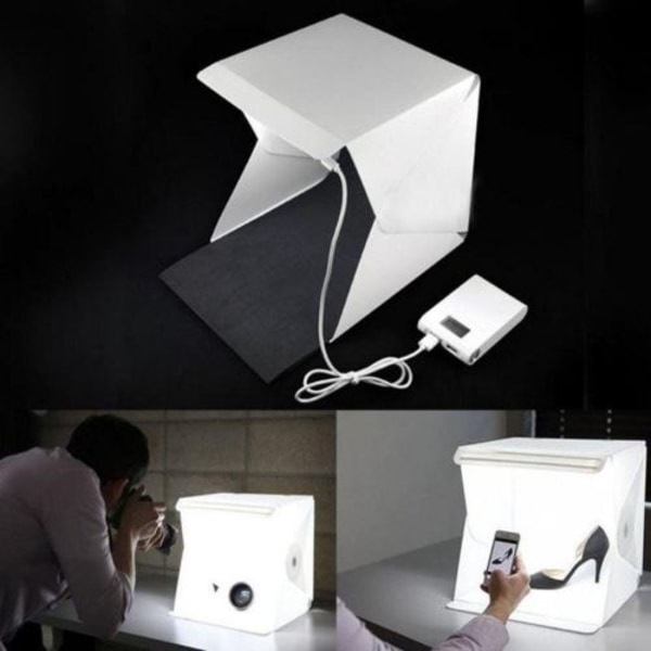 Mini Foldbart Fotostudie LED Belysning 24.5 * 23.8 * 22.3cm Whi