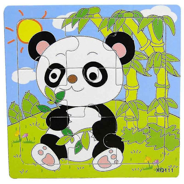 Træpuslespil med dyr til 3D mosaik, lærerigt for børn, til babys fødselsdag Panda