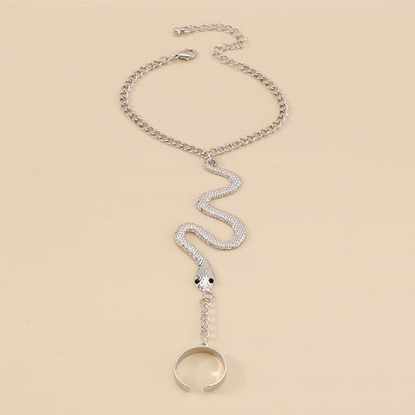Slange Håndkæde Armbånd til Kvinder Piger, Butterfly Finger Ring Armbånd Slave Chain Håndsele Armbånd Spider Ring Slange til Fest Halloween