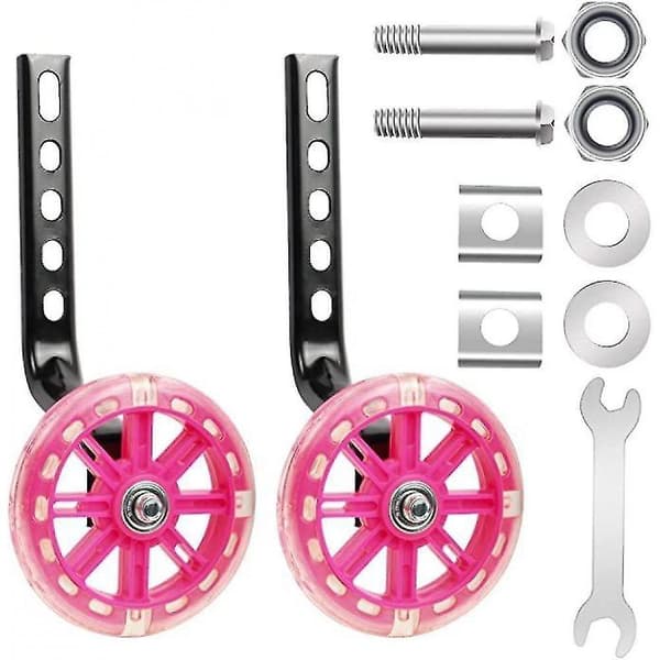 LED blinkande cykelstödhjul stabilisatorsats Pink