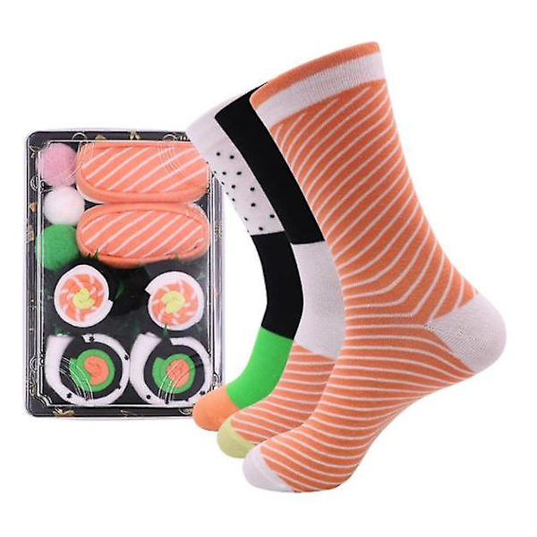 Herre Dame - Sushi Sokker Boks Laks 4 pairs