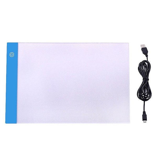 Tre Nivåer Dimming A4 LED Sporingsplate Digital Pad USB Nettbrett Lysplate Kopibrett Elektronisk Kunst Grafisk Maleri Wacom Pad Blue