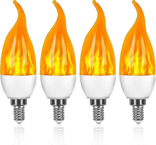 4-pakning 3W E14 LED-lyspære Flame Effect-lyspære med 3 lysmoduser Dekorativ lyspære
