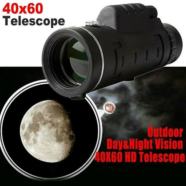 40X60 Zoom Optisk HD Linse Monokulær Teleskop Starscope Kompatibel med Jagt Camping