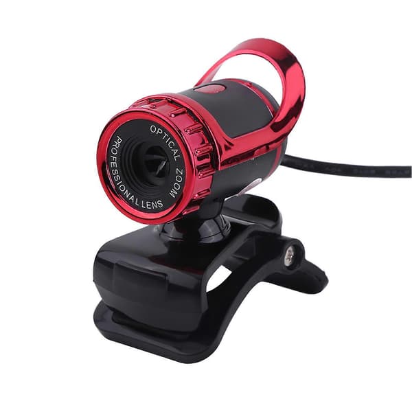 12M pixels clip-on webcam HD 360° roterende stativ indbygget mikrofon til PC rød