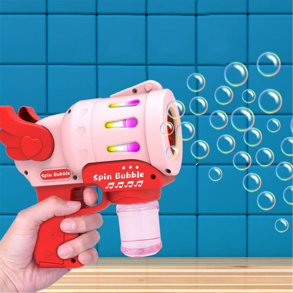 Ny Barn Ängelvinge Magisk Bubbelmaskin Sommar Badleksaker Bröllopsdekorationer Födelsedag (Rosa)