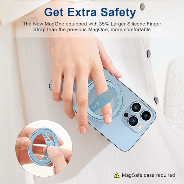 (Blå) Silikongrepp Telefonhållare Kompatibel med MagSafe, Magnetisk Ringhållare, Kompatibel med iPhone 14, 13, 12 Pro/Max/Plus Only