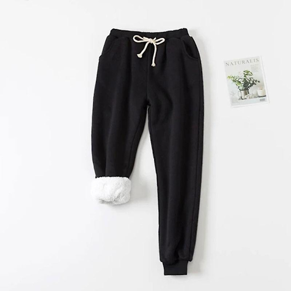 Bekväma Mjukisbyxor Höst Vinter Dam Fleece Sweatpants Byxor Casual Tjock Sammet Lös Kashmir Watermelon Red L