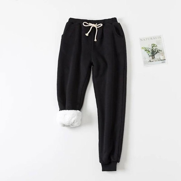Komfortable Joggebukser Høst Vinter Dame Fleece Joggebukser Bukser Casual Tykk Fløyel Løs Kashmir Wine Red 2XL