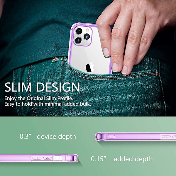 Kirkas suojakuori yhteensopiva iPhone 12 -kuoren/yhteensopiva iPhone 12 Pro -kuoren kanssa Purple