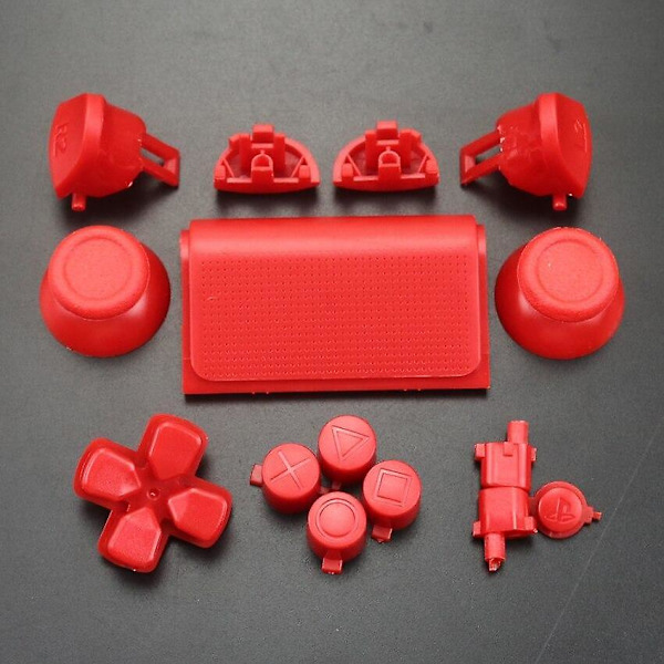 Yuxi komplett set joysticks dpad r1 l1 r2 l2 riktningsknapp abxy knappar jds 040 jds-040 Kompatibel med Sony PS4 Pro Slim-handkontroll New red