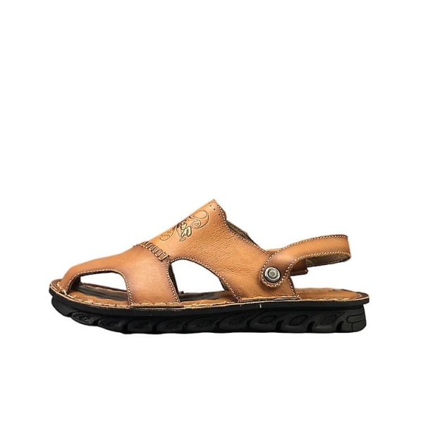 Herre Læder Casual Strandsko Åndbare Skridsikre Sandaler 39