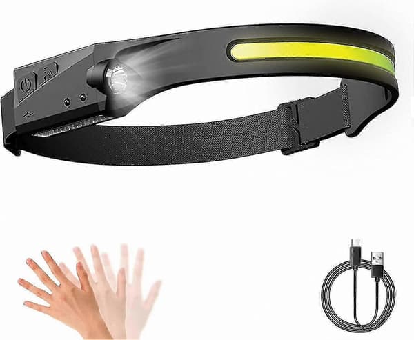 USB Genopladelig LED Pandelampe med 5 Tilstande, COB XPE 2 Sensorlys til Voksne