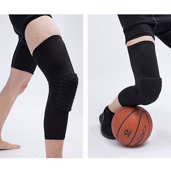 Basketboll Knäskydd Förlängda Andningsbara Kompressions Knä Vad Ärmar Skydd Red XL