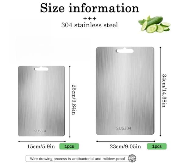 Titan Cutting Board, 2-pack Stainless Steel Cutting Boards, Double-Sided Quality Board